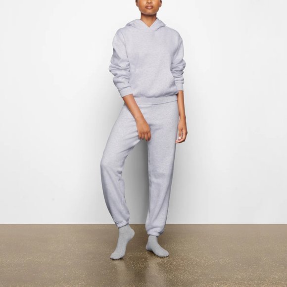 Skims Cotton Fleece Pullover Hoodie - Light Heather Grey - Picture 2 of 4